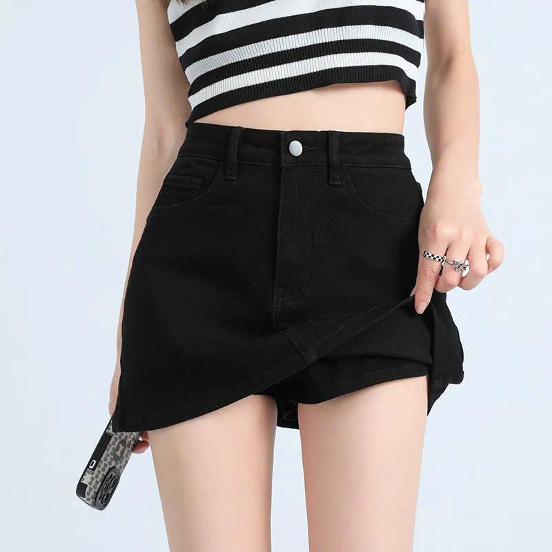 Chân Váy Jean Ngắn Chữ A Cạp Cao Có Lót Trong ED09 Phong Cách Thời Trang Nữ
