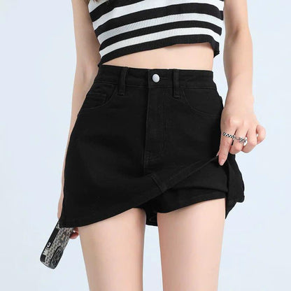 Chân Váy Jean Ngắn Chữ A Cạp Cao Có Lót Trong ED09 Phong Cách Thời Trang Nữ