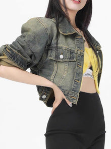 Áo khoác jean nữ dáng ngắn croptop tay dài phong cách độc đáo ED26 cho phái đẹp