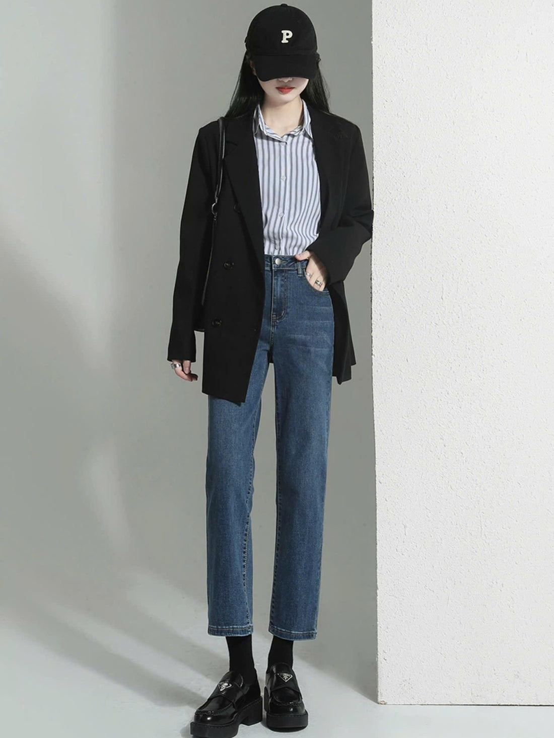 Quần Jeans Lửng Co Giãn ED37 Quần Denim Cạp Cao Ống Đứng Phong Cách Hiện Đại Cho Nữ