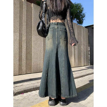 Chân Váy Dài Đuôi Cá ED04 Chân Váy Denim Xanh Rêu Phong Cách Hiện Đại Cho Nữ