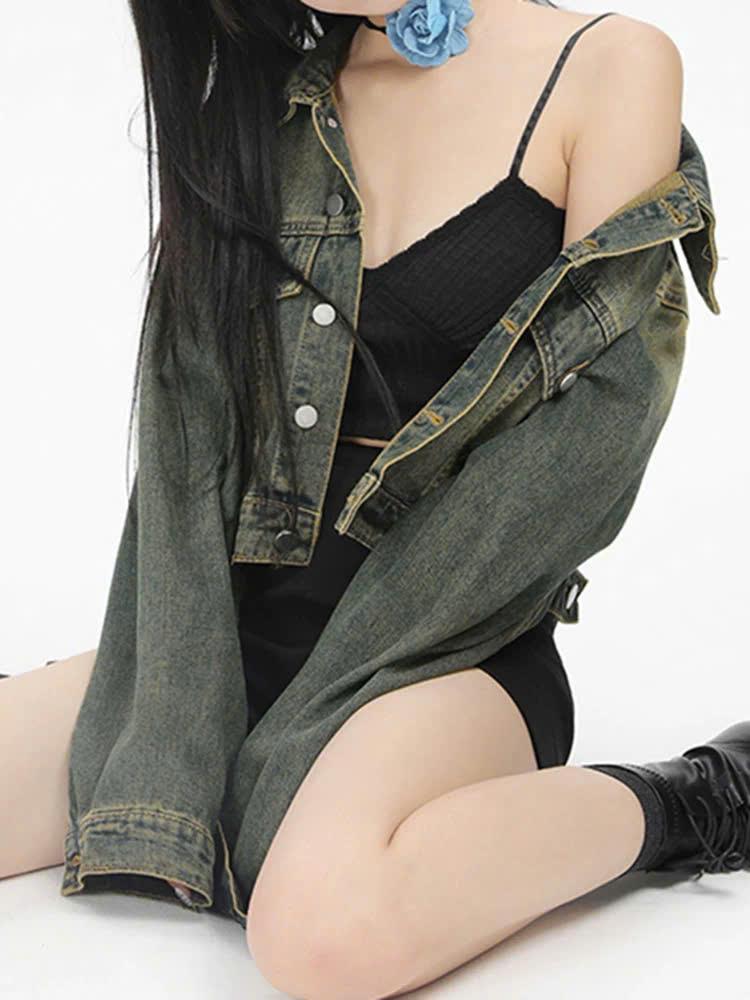 Áo khoác jean nữ dáng ngắn croptop tay dài phong cách độc đáo ED26 cho phái đẹp