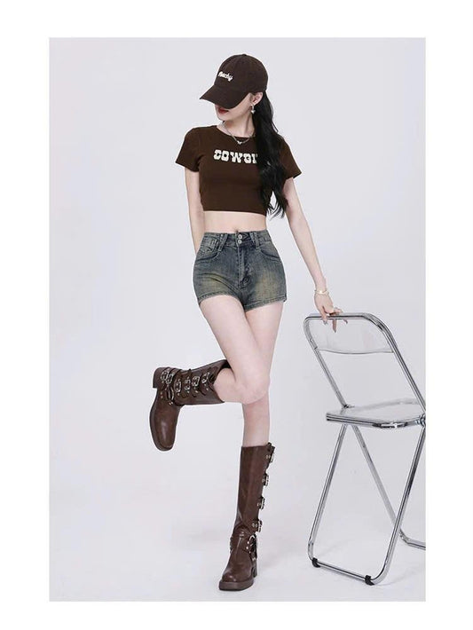 ED14- Quần short nữ jean cạp cao ôm sát gợi cảm dáng chữ A tôn dáng ED14