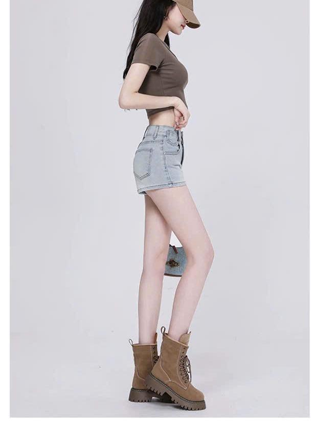 ED14- Quần short nữ jean cạp cao ôm sát gợi cảm dáng chữ A tôn dáng ED14