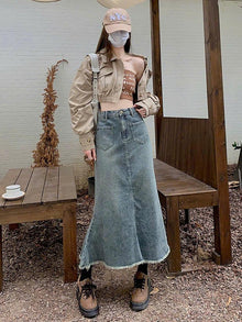 Chân Váy Jeans Đuôi Cá ED33 Váy Denim Mùa Hè Cho Nữ Cạp Cao Dáng Chữ A Thon Gọn Phong Cách Thời Trang ED33