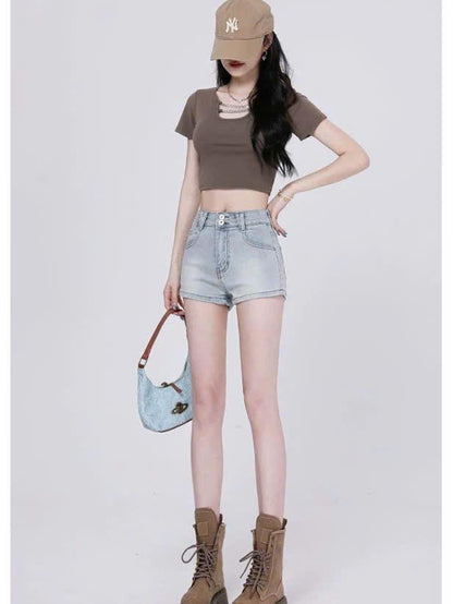 ED14- Quần short nữ jean cạp cao ôm sát gợi cảm dáng chữ A tôn dáng ED14