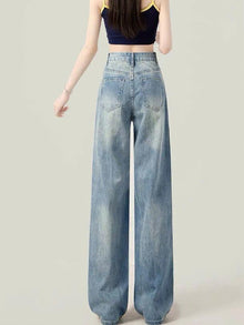 Quần Jeans Rách Thời Trang Màu Xanh Nhạt Dành Cho Nữ Hot 2025 Ống Đứng Cạp Cao Ôm Dáng ED45