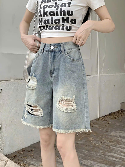 Quần Jean Ngố Nữ Rách Thời Trang Tua Gấu Phong Cách Độc Đáo Cho Nữ ED16