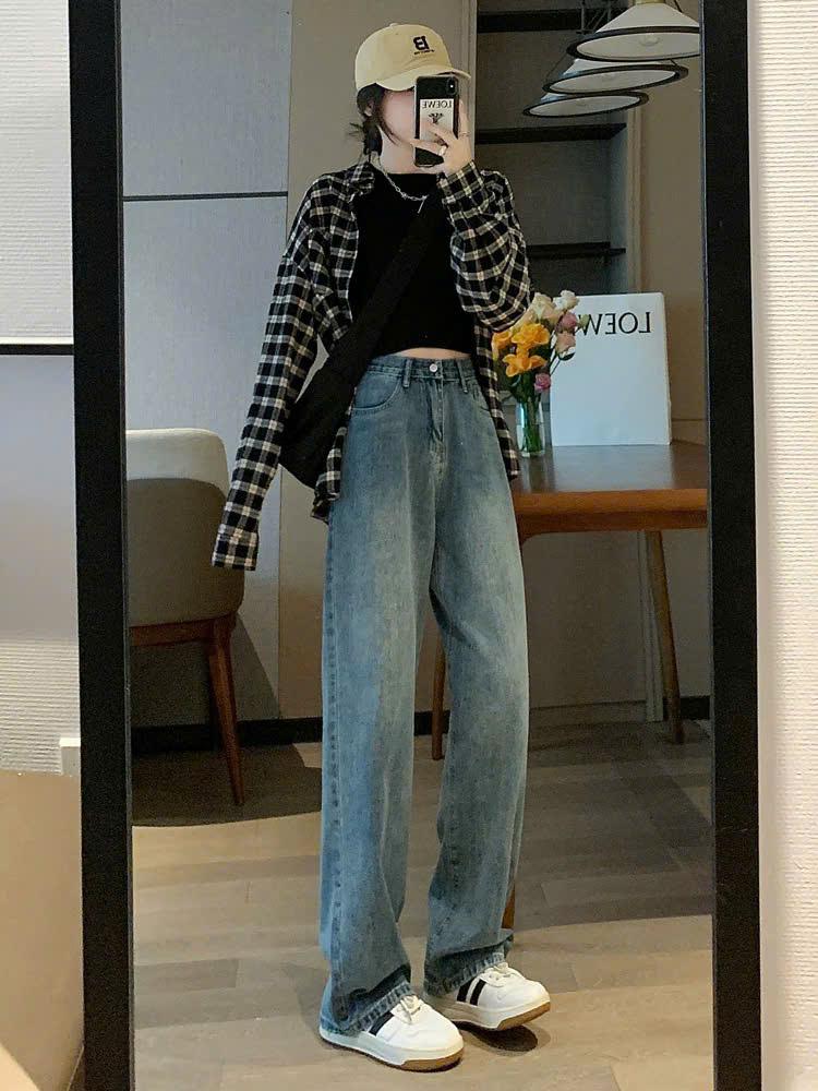 Quần Jean Ống Rộng Nữ Hot Trend Mùa Hè 2025 Cạp Cao Dáng Suông Ôm Dáng Phong Cách Basic ED42