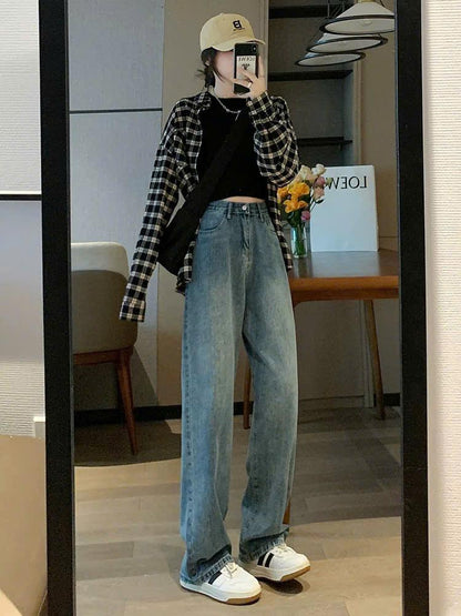 Quần Jean Ống Rộng Nữ Hot Trend Mùa Hè 2025 Cạp Cao Dáng Suông Ôm Dáng Phong Cách Basic ED42