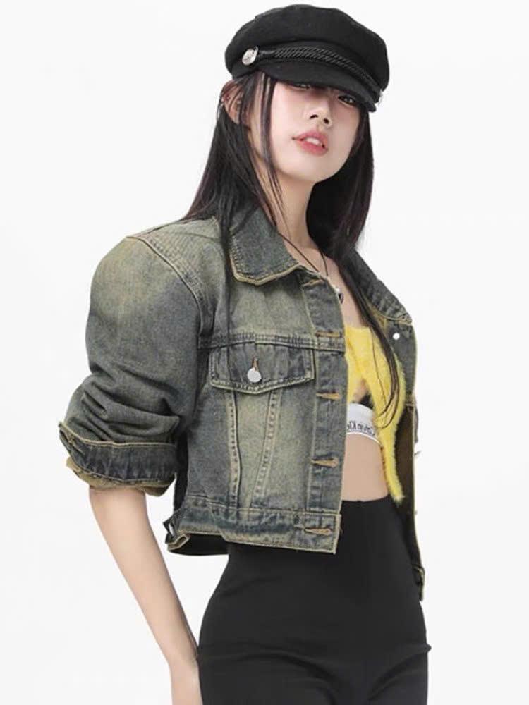 Áo khoác jean nữ dáng ngắn croptop tay dài phong cách độc đáo ED26 cho phái đẹp