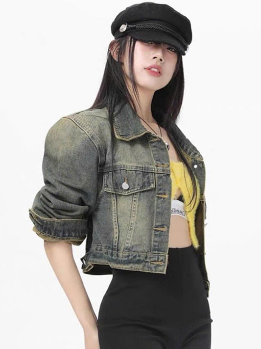 Áo khoác jean nữ dáng ngắn croptop tay dài phong cách độc đáo ED26 cho phái đẹp