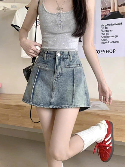 Quần short giả váy chữ A dáng ôm ED07 - Chất liệu vải jean cotton dày dặn, phong cách thời trang hiện đại, thiết kế ôm mông tôn dáng