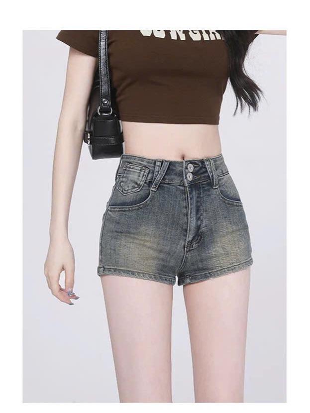 ED14- Quần short nữ jean cạp cao ôm sát gợi cảm dáng chữ A tôn dáng ED14