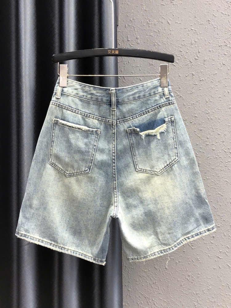 Quần Jean Ngố Nữ Ống Rộng Rách Gấu Rách Túi ED17 Phong Cách Độc Đáo Cho Nữ