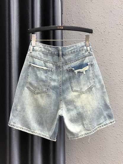 Quần Jean Ngố Nữ Ống Rộng Rách Gấu Rách Túi ED17 Phong Cách Độc Đáo Cho Nữ