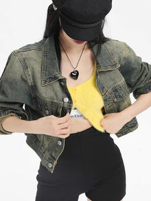 Áo khoác jean nữ dáng ngắn croptop tay dài phong cách độc đáo ED26 cho phái đẹp