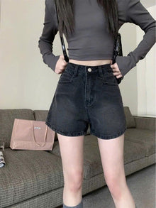 Quần short jean nữ lưng cao ống rộng phong cách thời trang ED39