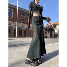Chân Váy Dài Đuôi Cá ED04 Chân Váy Denim Xanh Rêu Phong Cách Hiện Đại Cho Nữ