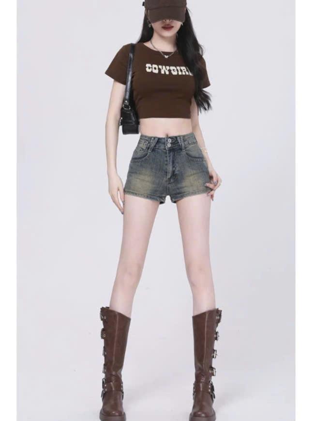 ED14- Quần short nữ jean cạp cao ôm sát gợi cảm dáng chữ A tôn dáng ED14