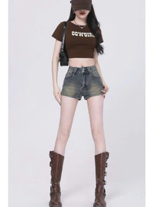 ED14- Quần short nữ jean cạp cao ôm sát gợi cảm dáng chữ A tôn dáng ED14