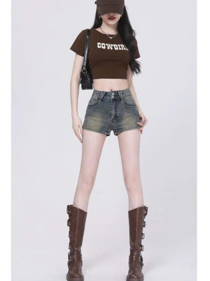 ED14- Quần short nữ jean cạp cao ôm sát gợi cảm dáng chữ A tôn dáng ED14