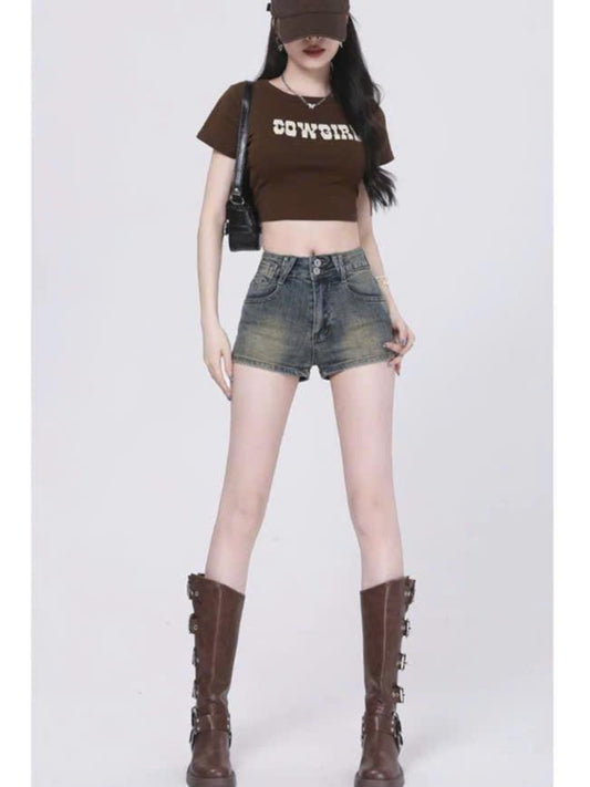 ED14- Quần short nữ jean cạp cao ôm sát gợi cảm dáng chữ A tôn dáng ED14