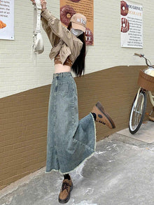 Chân Váy Jeans Đuôi Cá ED33 Váy Denim Mùa Hè Cho Nữ Cạp Cao Dáng Chữ A Thon Gọn Phong Cách Thời Trang ED33