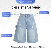 Quần Jean Ngố Lửng Nữ Lưng Cao Cào Rách ED19, Phong Cách Thời Trang