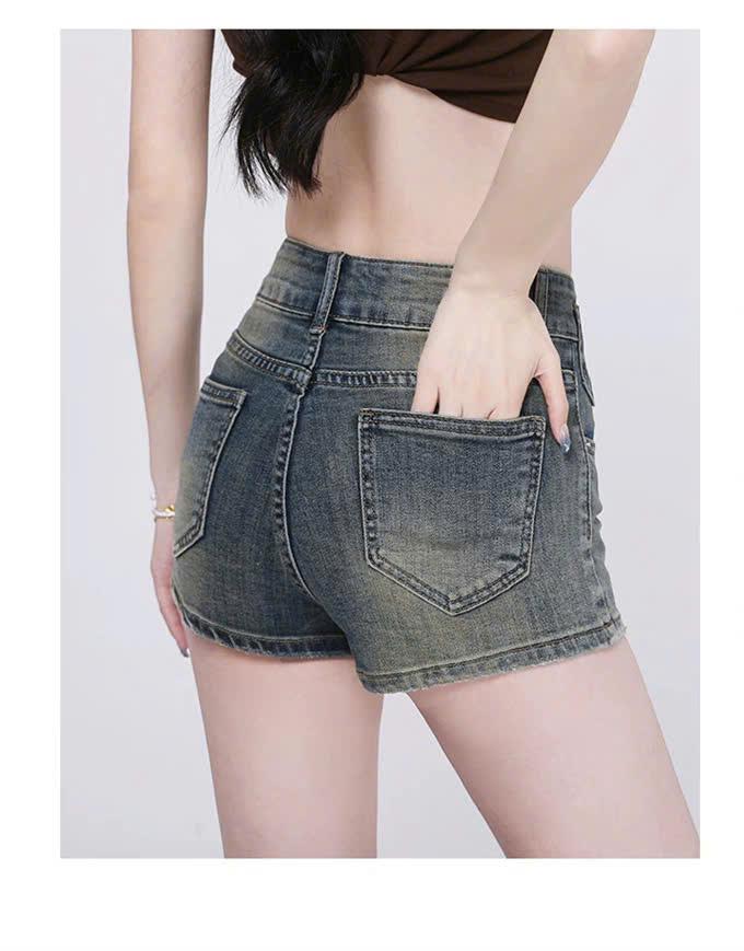 ED14- Quần short nữ jean cạp cao ôm sát gợi cảm dáng chữ A tôn dáng ED14